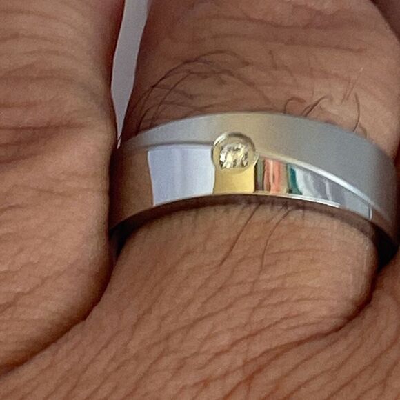 Men's Stainless Steel Ring Single Stone size 10 - Picture 3 of 4